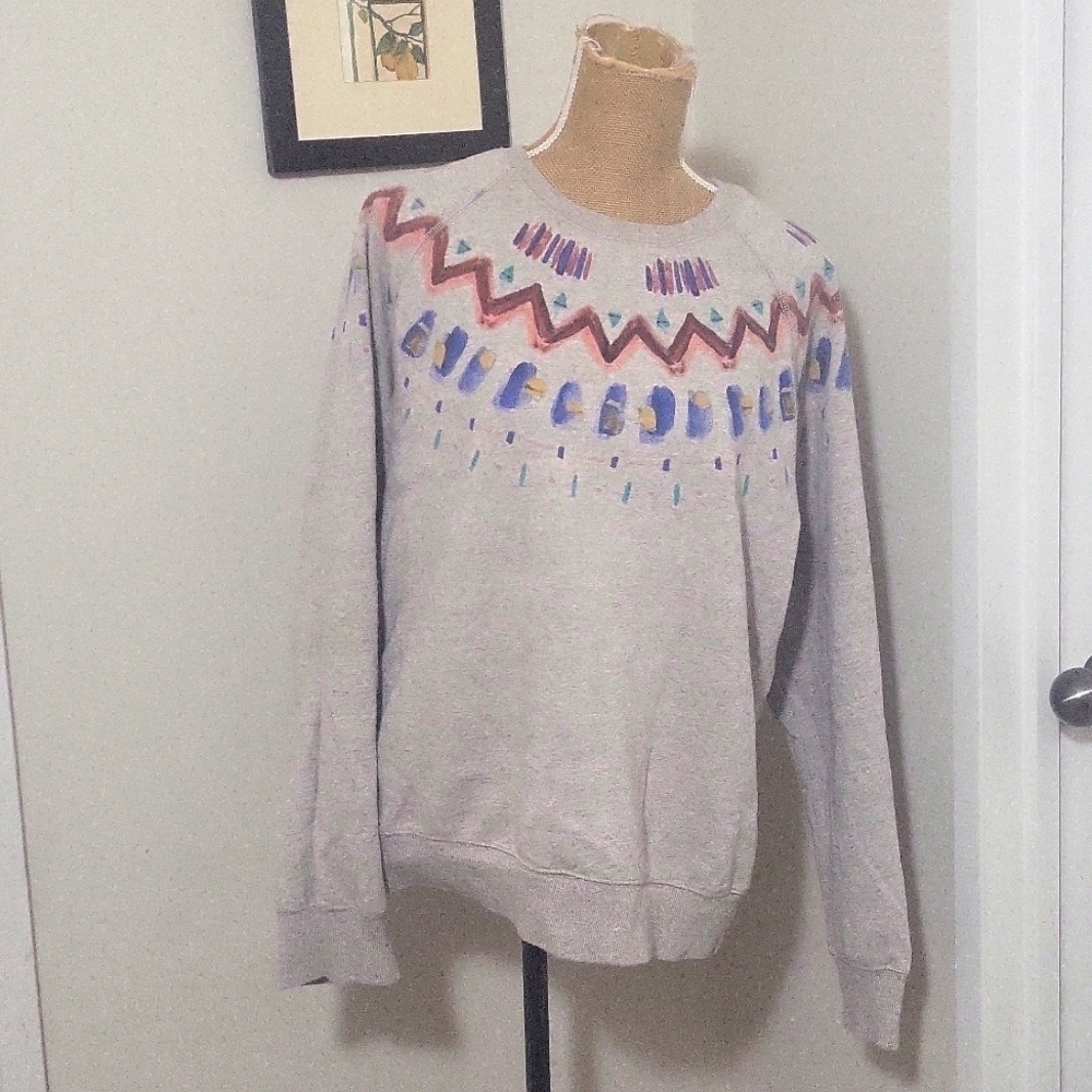Label of Graded Goods H&M Gray,multi-colored design crew neck Sweater size Large